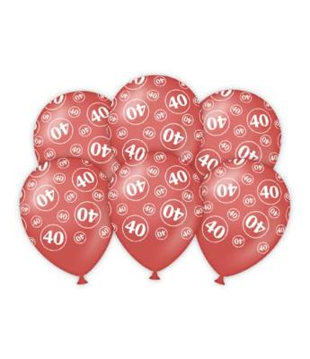 Latexballonnen rood 40-jarig jubileum (6st)