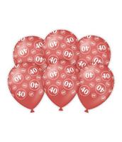 Latexballonnen rood 40-jarig jubileum (6st) - thumbnail