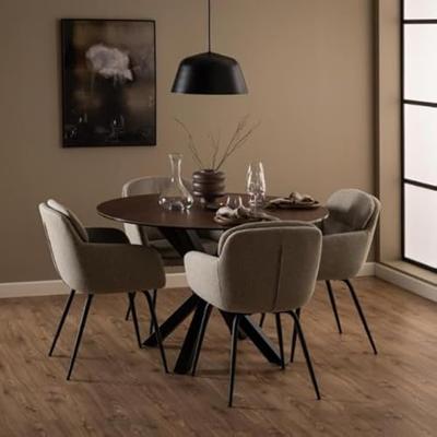 Bendt Ronde Eettafel 'Line' Keramiek, 119cm, kleur Bruin Bendt Ronde Eettafel 'Line' Keramiek, 119cm, kleur Bruin