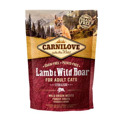 Carnilove Carnilove Lamb & Jabali Adult Gesteriliseerd Kattenvoer, 400 g, Verpakking van 13 x 30,77 g, Totaal: 400 g