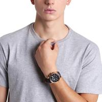 Fossil Heren Grant chronograaf blauw lederen horloge FS4835 - thumbnail