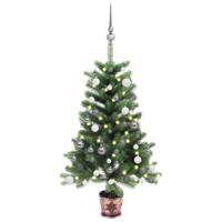 VidaXL Kunstkerstboom met verlichting en kerstballen 90 cm groen - thumbnail