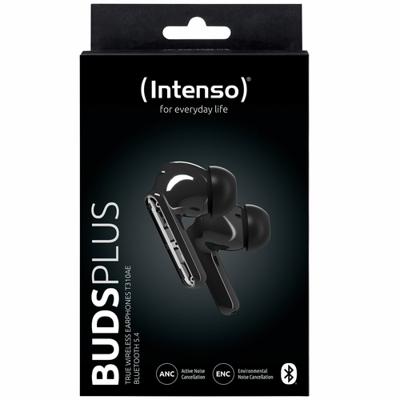 Intenso Buds Plus T310AE schwarz In Ear headset Bluetooth Stereo Zwart Noise Cancelling Oplaadbox, Indicator voor batterijstatus, Touchbesturing Mobiele