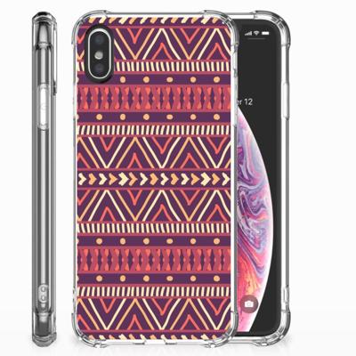Apple iPhone X | Xs Doorzichtige Silicone Hoesje Aztec Paars Apple iPhone X | Xs Doorzichtige Silicone Hoesje Aztec Paars