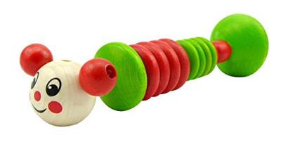 Voggenreiter 1126 Clic Clac houten rammelaar rups rood-groen