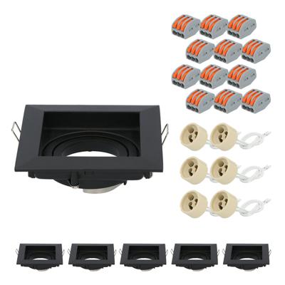 Set van 6 Altos LED Inbouwspots - Kantelbaar armatuur - 10x10 cm - Vierkant - GU10 Fitting incl. lamphouder - IP20 voor binnen - Zwart Set van 6 Altos LED Inbouwspots - Kantelbaar armatuur - 10x10 cm - Vierkant - GU10 Fitting incl. lamphouder - IP20 voor binnen - Zwart