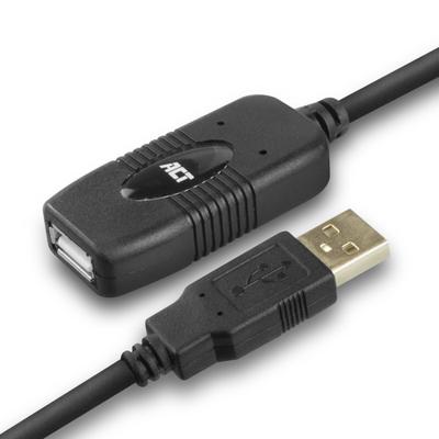 ACT AC6060 Actieve USB 2.0 naar RJ45 Ethernet verlengkabel over Cat5/Cat6, verlengadapter tot 60m, incl. voedingsingang 5V, voor printer, camera, muis etc.