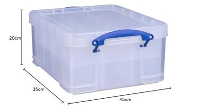 Really Useful Box opbergdoos 21 l, met 2 inzetbakjes, transparant