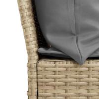 Tuinbank met kussens poly rattan beige - thumbnail