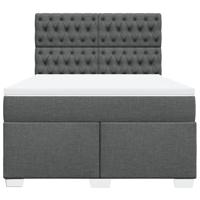 Boxspring met matras stof donkergrijs 140x190 cm - thumbnail