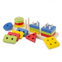 New Classic Toys blokkenpuzzel Geometrisch junior hout 16 stukjes - thumbnail