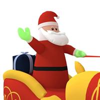 Kerstdecoratie kerstman en rendieren opblaasbaar LED 130 cm - thumbnail