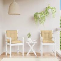 VidaXL Stoelkussens 2 st lage rug 100x50x7 cm stof gemêleerd beige - thumbnail