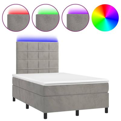 Boxspring met matras en LED fluweel lichtgrijs 120x200 cm
