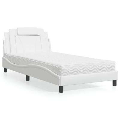 Bed met matras kunstleer wit 100x200 cm
