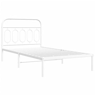 Bedframe met hoofdbord metaal wit 100x190 cm