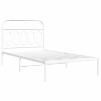 Bedframe met hoofdbord metaal wit 100x190 cm - thumbnail