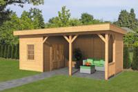 Tuindeco Oslo L Overkapping type 8 690x380 cm Lariks/Douglashout blank- Plat dak- Onbehandeld lariks Douglas hout- Tuindeco - thumbnail