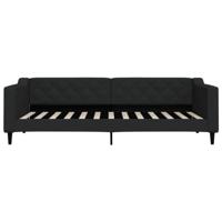 Slaapbank met onderschuifbed 90x200 cm stof zwart - thumbnail