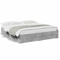 Bedframe met lades bewerkt hout betongrijs 180x200 cm - thumbnail