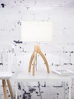 Good&Mojo Tafellamp 'Annapurna' Bamboe en Eco linnen, kleur Wit - thumbnail