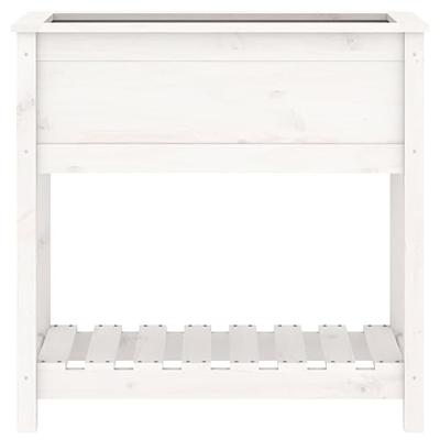 Plantenbak met schap 82,5x34,5x81 cm massief grenenhout wit - thumbnail
