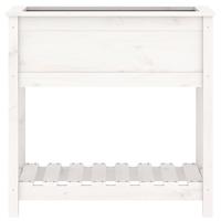 Plantenbak met schap 82,5x34,5x81 cm massief grenenhout wit - thumbnail
