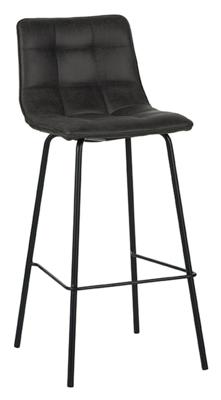 LABEL51 Barkruk Bistro - Antraciet - Micro Suede - Zithoogte 78