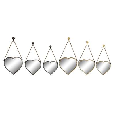 Set spiegels DKD Home Decor Scandi Kristal Zwart Gouden Polypropyleen (26 x 3 x 26 cm) (2 Stuks)