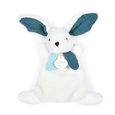 Happy knuffel plat 17cm - DOUDOU ET COMPAGNIE blauw