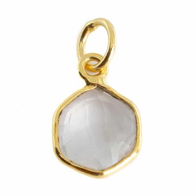 Edelsteen Hanger Rozenkwarts Zeshoek - Verguld - 8 mm Edelsteen Hanger Rozenkwarts Zeshoek - Verguld - 8 mm