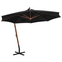 VidaXL Zweefparasol met paal 3,5x2,9 m massief vurenhout zwart - thumbnail