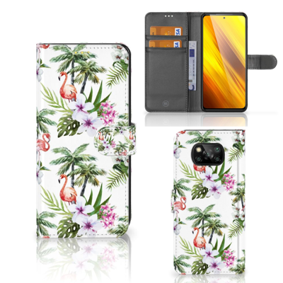Xiaomi Poco X3 | Poco X3 Pro | Telefoonhoesje | Met pasjeshouder | Flamingo Palms