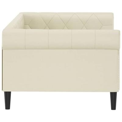 Slaapbank 90x200 cm kunstleer crèmekleurig