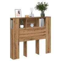 Hoofdbordkast 120x19x104,5cm bewerkt hout artisanaal eikenkleur - thumbnail