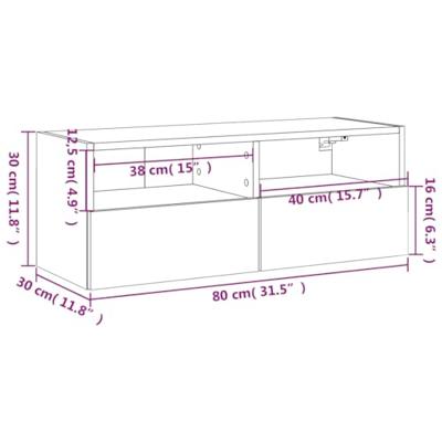 Tv-wandmeubel 80x30x30 cm bewerkt hout gerookt eikenkleurig Tv-wandmeubel 80x30x30 cm bewerkt hout gerookt eikenkleurig