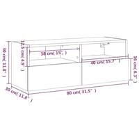 Tv-wandmeubel 80x30x30 cm bewerkt hout gerookt eikenkleurig - thumbnail