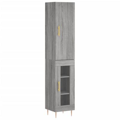 Hoge kast 34,5x34x180 cm bewerkt hout grijs sonoma eikenkleurig