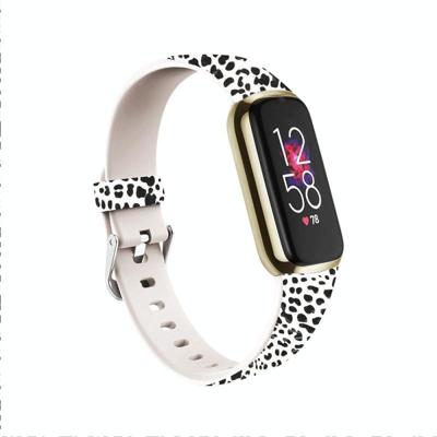Voor Fitbit Luxe Special Edition Afdrukken Siliconen Vervanging Strap Horlogeband Grootte: S (Black Leopard)