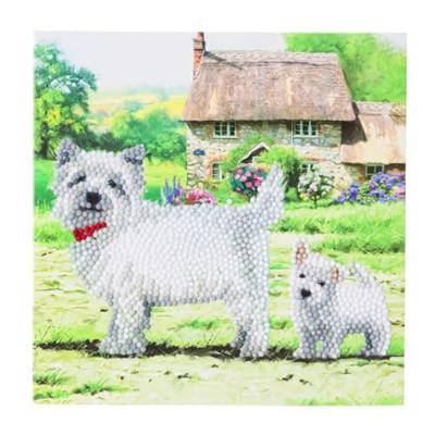 Craft Buddy crystal art kaart west highland terriërs 18x18 cm - thumbnail