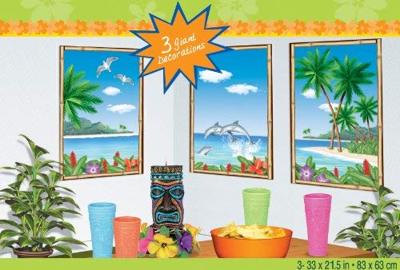 Amscan Wanddecoratie drieluik poster tropical 85 cm set van 3 | 24 stuks Amscan Wanddecoratie drieluik poster tropical 85 cm set van 3 | 24 stuks