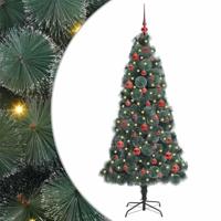 VidaXL Kunstmatige voorverlichte kerstboom met ballenset groen 150 cm - thumbnail