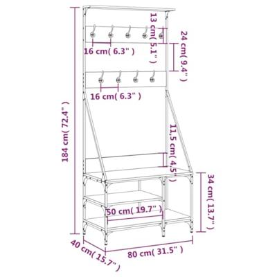 Kledingrek met schoenenrek 80x40x184 cm sonoma eikenkleurig