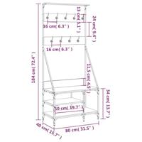 Kledingrek met schoenenrek 80x40x184 cm sonoma eikenkleurig - thumbnail