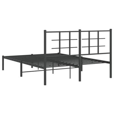 Bedframe met hoofdbord metaal zwart 140x200 cm