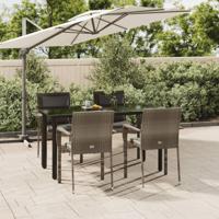 5-delige Tuinset met kussens poly rattan zwart en grijs - thumbnail