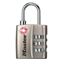 Hangslot masterlock 3-cijfer tsa nikkel 30mm - thumbnail