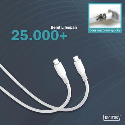 Digitus AK-300341-020-W USB-C-kabel USB 2.0 USB-C stekker 2.00 m Wit (mat) Uitstekende verouderingseigenschappen, Flexibel, Flexibele binnenader, Bestand tegen Digitus AK-300341-020-W USB-C-kabel USB 2.0 USB-C stekker 2.00 m Wit (mat) Uitstekende verouderingseigenschappen, Flexibel, Flexibele binnenader, Bestand tegen