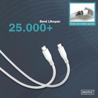 Digitus USB-C-kabel USB 2.0 USB-C stekker 2.00 m Wit (mat) Uitstekende verouderingseigenschappen, Flexibel, Flexibele binnenader, Bestand tegen wisselende - thumbnail