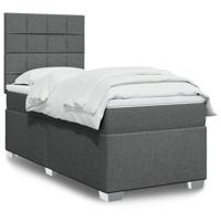 Boxspring met matras stof donkergrijs 90x190 cm - thumbnail